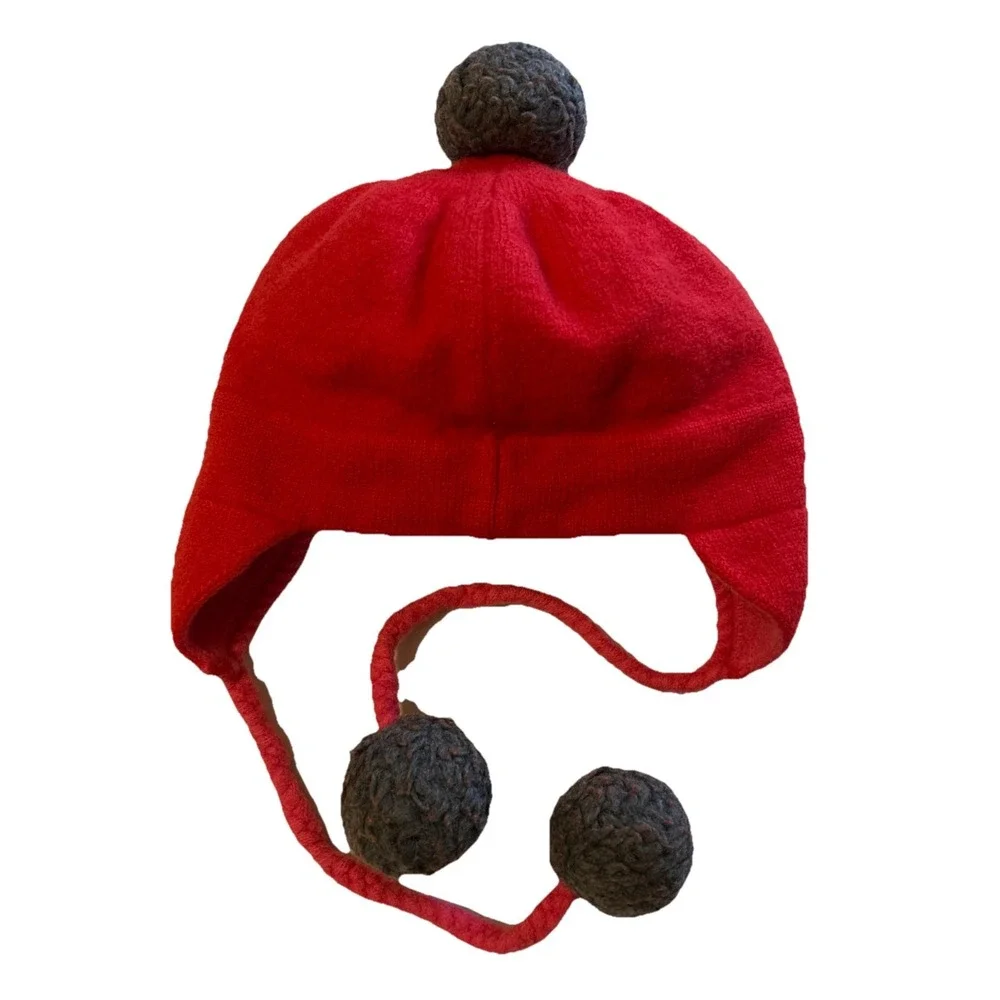 Child's Kate Spade Stocking Cap Hat Tiara Pompom Tiara Motif Red & Pink